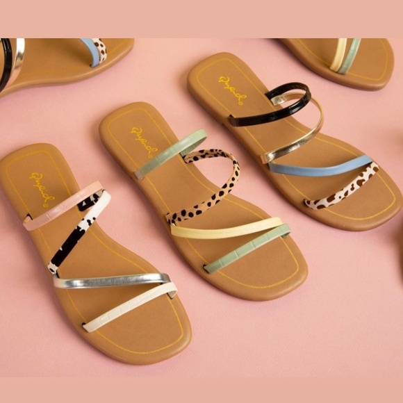 Strappy square toe slip on sandals slides flat - Picture 11 of 11